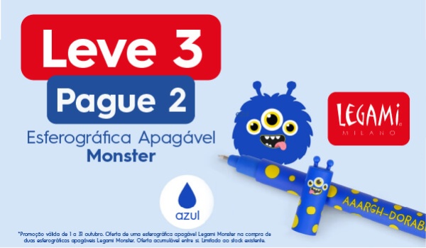 Leve 3 pague 2 esferográficas apagáveis Legami Monster